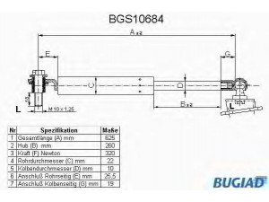 BUGIAD BGS10684 dujinė spyruoklė, bagažinė 
 Priedai -> Bagažinė/pakrovimo skyrius
04746 S03 000