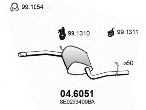 ASSO 04.6051 vidurinis duslintuvas 
 Išmetimo sistema -> Duslintuvas
8E02533409BA, 8E0253409BA