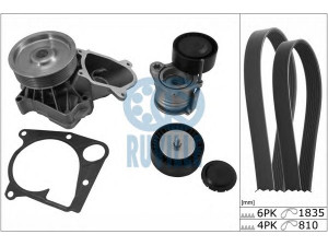 RUVILLE 55064804 vandens siurblys + V formos rumbuotas diržas, komplektas 
 Diržinė pavara -> Dirželio skriemulys
