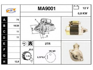 SNRA MA9001 starteris 
 Elektros įranga -> Starterio sistema -> Starteris
813118400, 893618400, D50518400