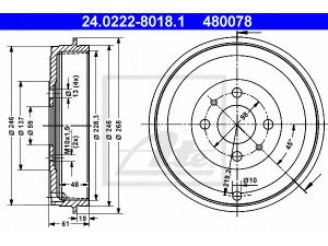 ATE 24.0222-8018.1 stabdžių būgnas 
 Stabdžių sistema -> Būgninis stabdys -> Stabdžių būgnas
51816526, 60810025, 60814839, 7569600
