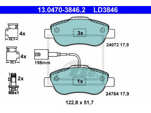 ATE 13.0470-3846.2 stabdžių trinkelių rinkinys, diskinis stabdys 
 Techninės priežiūros dalys -> Papildomas remontas
77364636, 1559697, 1736937, 1778384