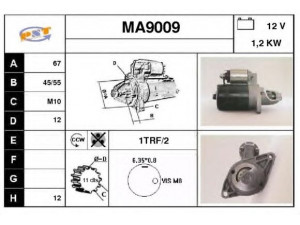 SNRA MA9009 starteris 
 Elektros įranga -> Starterio sistema -> Starteris
175718400, 175718400C, M3T26081