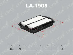 LYNXauto LA-1905 oro filtras 
 Filtrai -> Oro filtras
17220-RZA-000, 17220-RZA-Y00