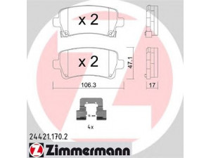 ZIMMERMANN 24421.170.2 stabdžių trinkelių rinkinys, diskinis stabdys 
 Techninės priežiūros dalys -> Papildomas remontas
13237765, 13343450, 1605103, 542027