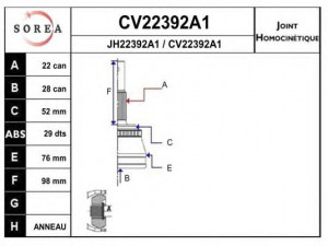 EAI CV22392A1K jungčių komplektas, kardaninis velenas 
 Ratų pavara -> Sujungimai/komplektas