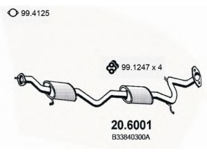 ASSO 20.6001 vidurinis duslintuvas 
 Išmetimo sistema -> Duslintuvas
B33840300, B33840300A, BP1340300A