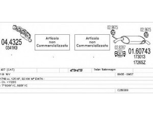 MTS C260308006216 išmetimo sistema 
 Išmetimo sistema -> Išmetimo sistema, visa