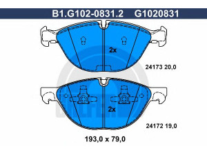 GALFER B1.G102-0831.2 stabdžių trinkelių rinkinys, diskinis stabdys 
 Techninės priežiūros dalys -> Papildomas remontas
34 11 6 778 048