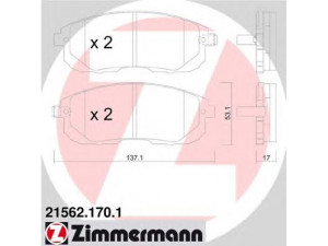 ZIMMERMANN 21562.170.1 stabdžių trinkelių rinkinys, diskinis stabdys 
 Techninės priežiūros dalys -> Papildomas remontas
D10601FE09, D10601FE0A, D1060EM10A