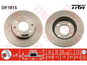 TRW DF1815 stabdžių diskas 
 Stabdžių sistema -> Diskinis stabdys -> Stabdžių diskas
45251SA2751, 45251SB2750, 45251SB2751