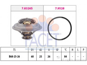 FACET 7.8326 termostatas, aušinimo skystis 
 Aušinimo sistema -> Termostatas/tarpiklis -> Thermostat