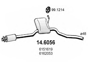 ASSO 14.6056 vidurinis duslintuvas 
 Išmetimo sistema -> Duslintuvas
5024020, 6151619, 6160930, 6162053