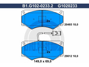 GALFER B1.G102-0233.2 stabdžių trinkelių rinkinys, diskinis stabdys 
 Techninės priežiūros dalys -> Papildomas remontas
1906040