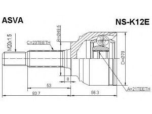 ASVA NS-K12E jungčių komplektas, kardaninis velenas 
 Ratų pavara -> Sujungimai/komplektas
39211-AY125