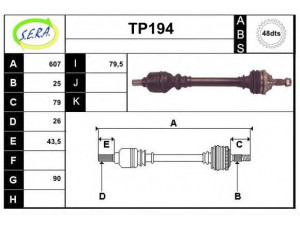 SERA TP194 kardaninis velenas 
 Ratų pavara -> Kardaninis velenas
32722F, 32723F, 9634393680