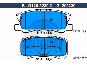 GALFER B1.G120-5230.2 stabdžių trinkelių rinkinys, diskinis stabdys 
 Techninės priežiūros dalys -> Papildomas remontas
0 6802 0256AA, 0 6802 8671AA, 6802 0256AA