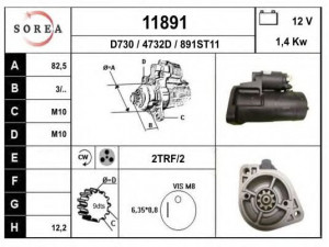 EAI 11891 starteris 
 Elektros įranga -> Starterio sistema -> Starteris
M1T60581, M1T61181, 2330052F00