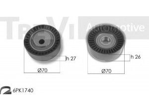 TREVI AUTOMOTIVE KA1086F skriemulių komplektas, V formos rumbuotas diržas 
 Diržinė pavara -> V formos rumbuotas diržas/komplektas -> Cilindrų komplektas