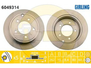 GIRLING 6049314 stabdžių diskas 
 Stabdžių sistema -> Diskinis stabdys -> Stabdžių diskas
5105515AA, 5105515AA, 5105515AA