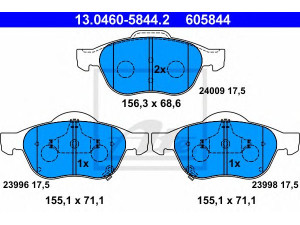 ATE 13.0460-5844.2 stabdžių trinkelių rinkinys, diskinis stabdys 
 Techninės priežiūros dalys -> Papildomas remontas
04465-05050, 04465-05070, 04465-05080