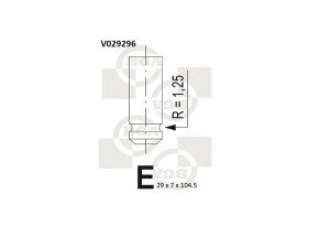 BGA V029296 išleidimo vožtuvas 
 Variklis -> Variklio uždegimo laiko reguliavimo kontrolė -> Vožtuvų eilė -> Vožtuvai/dalys
641302, 90323524