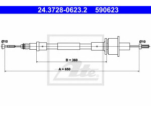 ATE 24.3728-0623.2 sankabos trosas 
 Dviratė transporto priemonės -> Kabeliai ir tachometro velenaai -> Sankabos trosas
6066679, 6143701