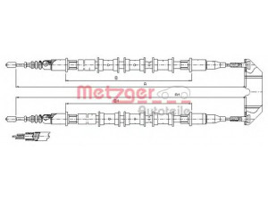 METZGER 11.5933 trosas, stovėjimo stabdys 
 Stabdžių sistema -> Valdymo svirtys/trosai
522412, 522524, 90468900