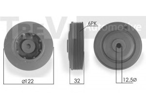 TREVI AUTOMOTIVE PC1085 skriemulys, alkūninis velenas 
 Diržinė pavara -> Dirželio skriemulys
7700109260, 7700738072, 7700747282