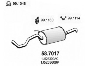 ASSO 58.7017 galinis duslintuvas 
 Išmetimo sistema -> Duslintuvas
1J5253609AC, 1J5253609BH, 1J5253609E
