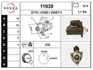 EAI 11939 starteris 
 Elektros įranga -> Starterio sistema -> Starteris
02B911023F