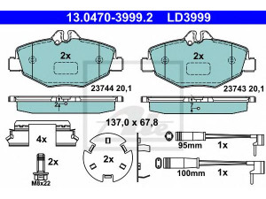 ATE 13.0470-3999.2 stabdžių trinkelių rinkinys, diskinis stabdys 
 Techninės priežiūros dalys -> Papildomas remontas
003 420 65 20, 003 420 99 20, 004 420 79 20