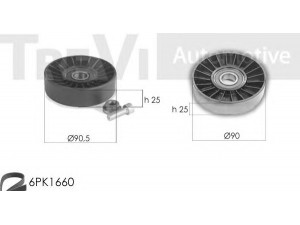 TREVI AUTOMOTIVE KA1017F skriemulių komplektas, V formos rumbuotas diržas 
 Diržinė pavara -> V formos rumbuotas diržas/komplektas -> Cilindrų komplektas