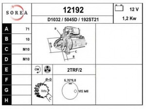 EAI 12192 starteris 
 Elektros įranga -> Starterio sistema -> Starteris
1810A098, M0T31071, M0T31171, M0T31771