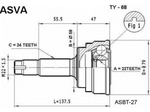 ASVA TY-68 jungčių komplektas, kardaninis velenas 
 Ratų pavara -> Sujungimai/komplektas
43410-52020, 43420-52020, 43420-52120