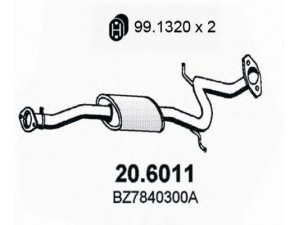 ASSO 20.6011 vidurinis duslintuvas 
 Išmetimo sistema -> Duslintuvas
BZ7840300A, Z50840300, Z50840300A