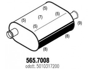 ASSO 565.7008 vidurinis / galinis duslintuvas 
 Išmetimo sistema -> Duslintuvas
5010317200