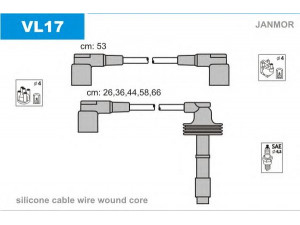 JANMOR VL17 uždegimo laido komplektas 
 Kibirkšties / kaitinamasis uždegimas -> Uždegimo laidai/jungtys
7431335874, 7439135700, 1335874-2