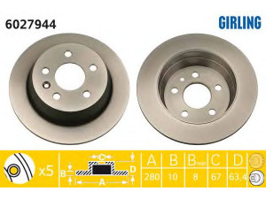 GIRLING 6027944 stabdžių diskas 
 Stabdžių sistema -> Diskinis stabdys -> Stabdžių diskas
6384230112
