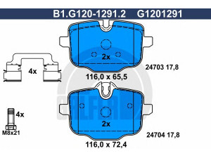 GALFER B1.G120-1291.2 stabdžių trinkelių rinkinys, diskinis stabdys 
 Techninės priežiūros dalys -> Papildomas remontas
34 21 2 284 389, 34 21 6 775 346