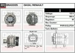 DELCO REMY DRA0305 kintamosios srovės generatorius 
 Elektros įranga -> Kint. sr. generatorius/dalys -> Kintamosios srovės generatorius
7700101274, 7700421477, 7700429217