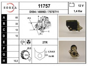 EAI 11757 starteris 
 Elektros įranga -> Starterio sistema -> Starteris
23300AA020, 23300AA210, 23300AA230