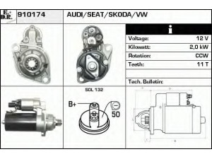 EDR 910174 starteris 
 Elektros įranga -> Starterio sistema -> Starteris
02M911024, 02M911024A, 02M911024P