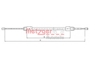 METZGER 10.9323 trosas, stovėjimo stabdys 
 Stabdžių sistema -> Valdymo svirtys/trosai
168 420 1785