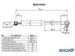 BUGIAD BGS10862 dujinė spyruoklė, bagažinė 
 Priedai -> Bagažinė/pakrovimo skyrius
LC62-62-620C
