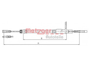 METZGER 10.9432 trosas, stovėjimo stabdys 
 Stabdžių sistema -> Valdymo svirtys/trosai
202 420 0285, 202 420 2385, 202 420 2885