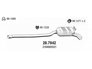 ASSO 28.7042 galinis duslintuvas 
 Išmetimo sistema -> Duslintuvas
2104901521, 2104905521