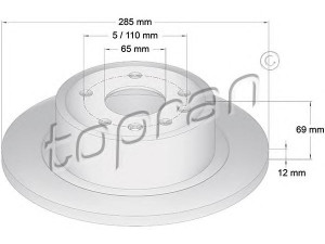 TOPRAN 200 949 stabdžių diskas 
 Stabdžių sistema -> Diskinis stabdys -> Stabdžių diskas
05 69 208, 5 69 208, 90444513