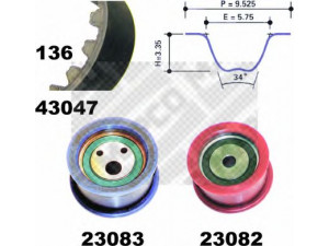 MAPCO 73080 paskirstymo diržo komplektas 
 Techninės priežiūros dalys -> Papildomas remontas