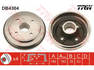 TRW DB4304 stabdžių būgnas 
 Stabdžių sistema -> Būgninis stabdys -> Stabdžių būgnas
4704579, 9208531, 4351176G00, 4351183E00